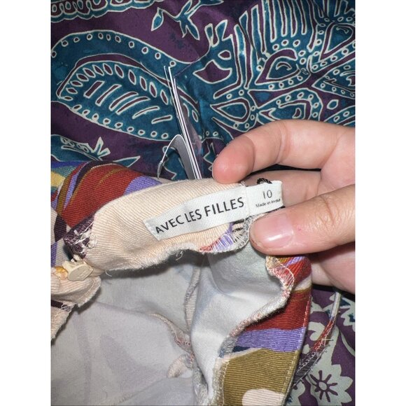 Avec les Filles Y2K Women's Printed Leaf Square-Neck Bodycon Mini Dress NWT 10 - Picture 6 of 9